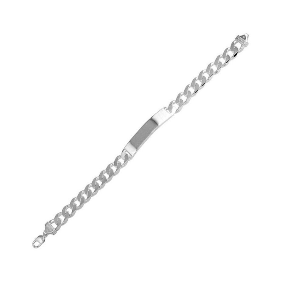 4.5MM Sterling Silver 925 Engravable ID Super Flat Curb 150 Bracelet 8"